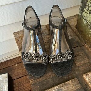 Adrianna Papell Dress Sandals Tacy Black Jimmy Net NWT